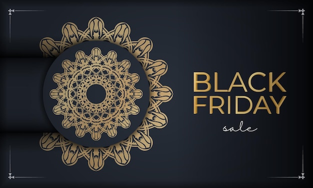 Poster Sale Black Friday Dark Blue with Round Gold Pattern