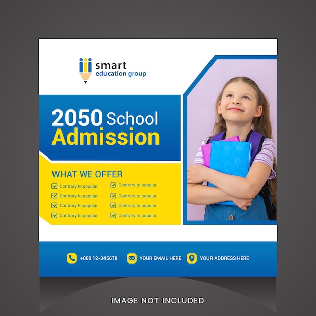 Плакат компании по приему в школу с надписью «Прием в школу в 2030 году».