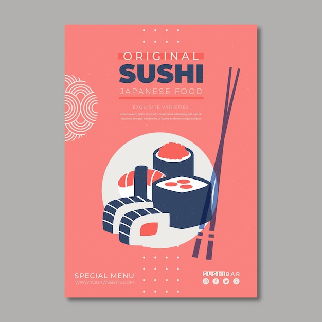 Vector poster sjabloon voor sushi-restaurant
