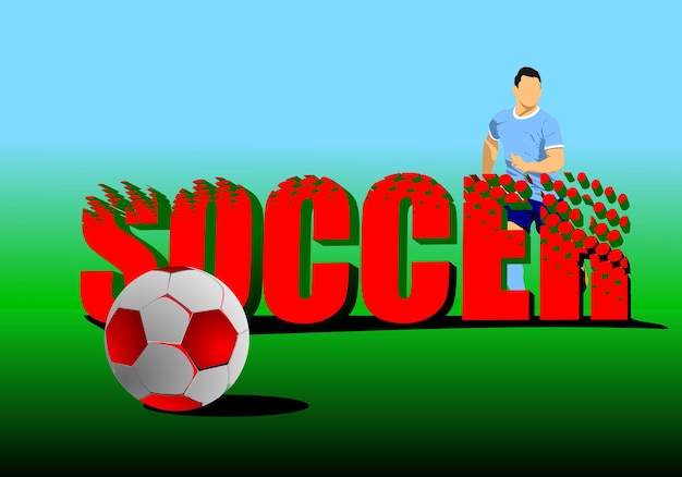 Poster Soccer football player Colored Vector 3d illustration for designers
