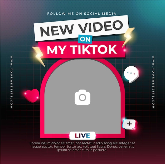 Vector a poster for a social media event with a red box that says new video on my tik tok.