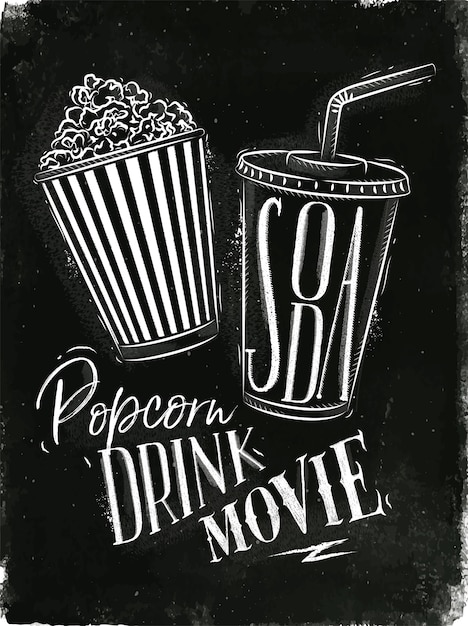 Poster soda popcorn chalk