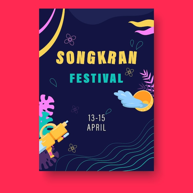 A poster for songkran festival with colorful designs