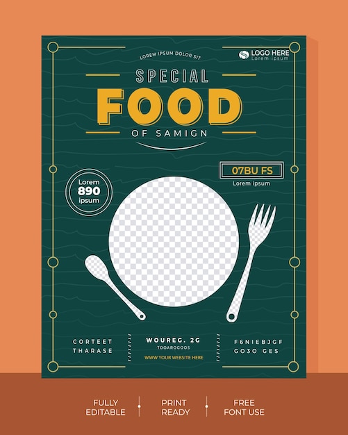 a poster for special food of food and a fork