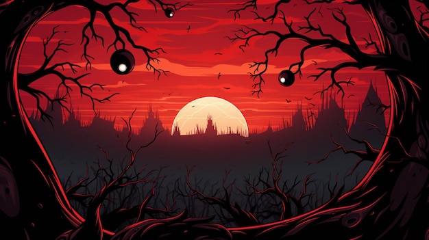 Vector a poster for the spooky moon is shown