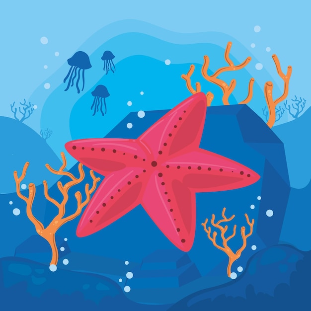 Poster di stelle marine nell'oceano