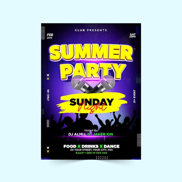 a poster for summer party with people dancing on the top