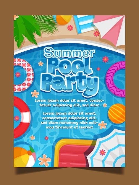 a poster for summer party with a picture of a beach party on the cover