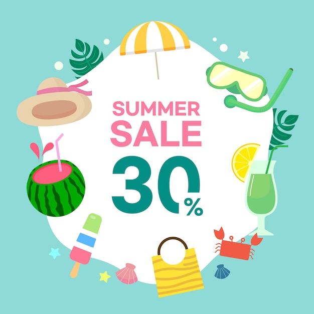 A poster for a summer sale 30 % discount.