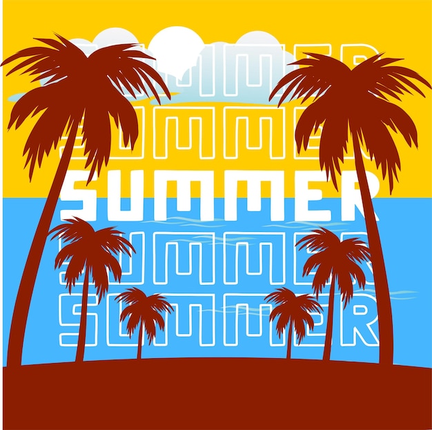 Vector a poster for summer summer with palm trees on the beach summer season vector icon design template