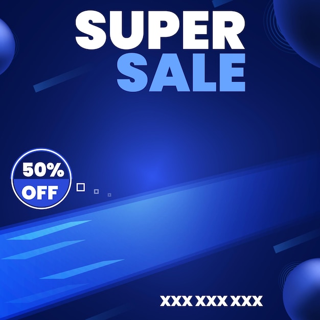 a poster for super sale with a blue background and the word super sale on it.