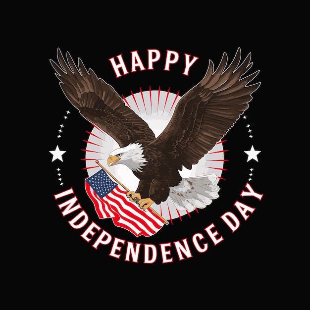 a poster and t shirt of an eagle and an american flag with the words happy independence day