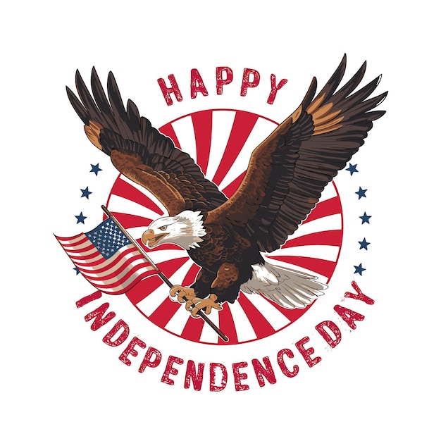 a poster and t shirt of an eagle and an american flag with the words happy independence