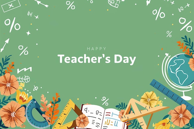 緑の背景に教師の日と書かれた教師の日ポスター