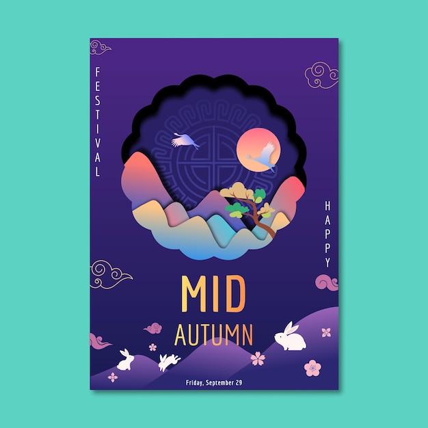 Vector poster template for chinese midautumn festival celebration