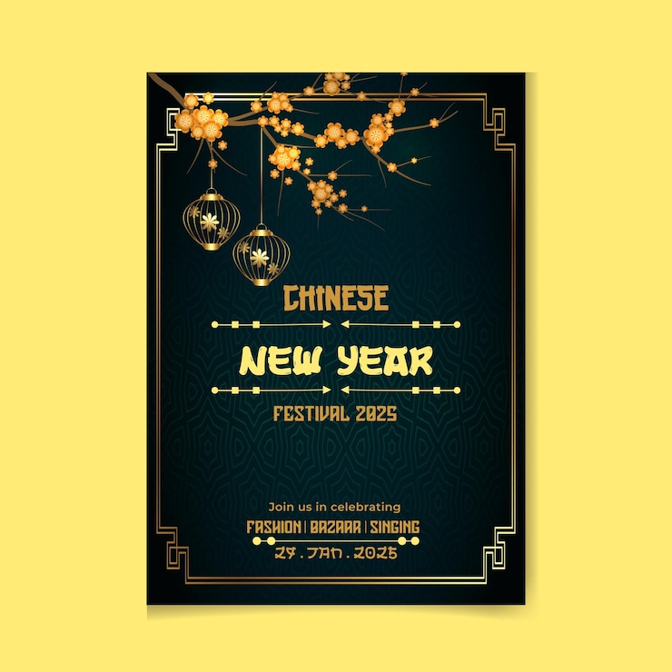 Vector poster template for chinese new year culture exhibition