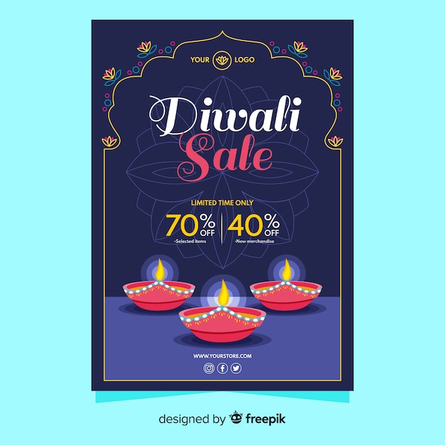 Modello del manifesto dell'evento di vendita di diwali