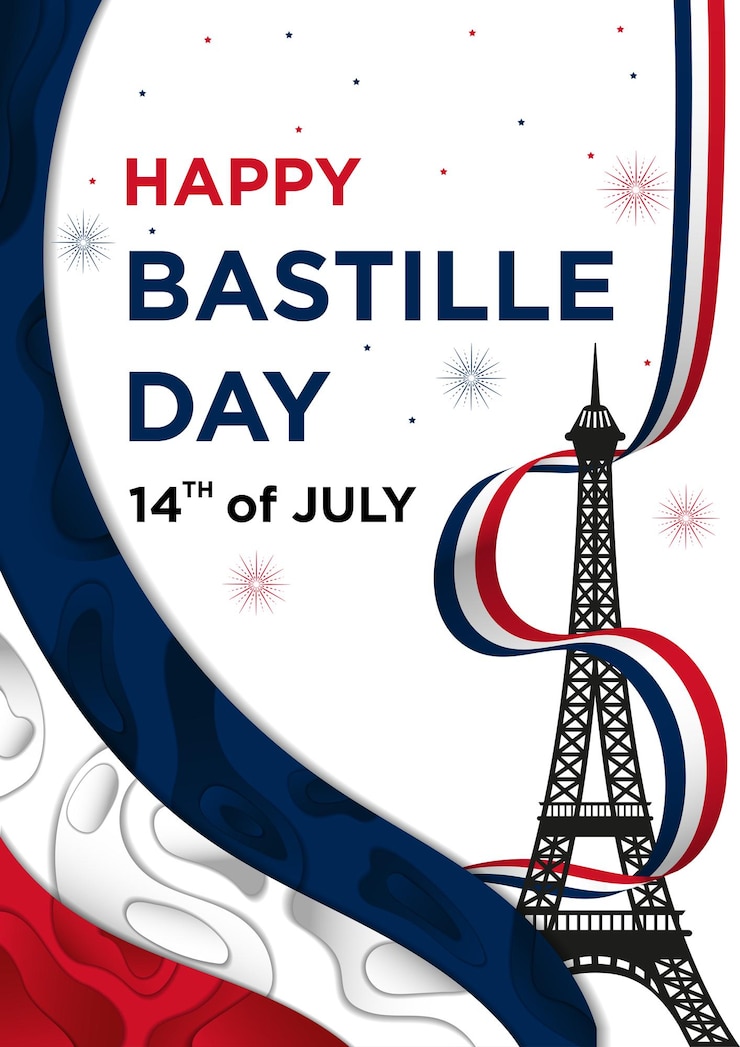 Vector poster template happy bastille day with abstract classic themes