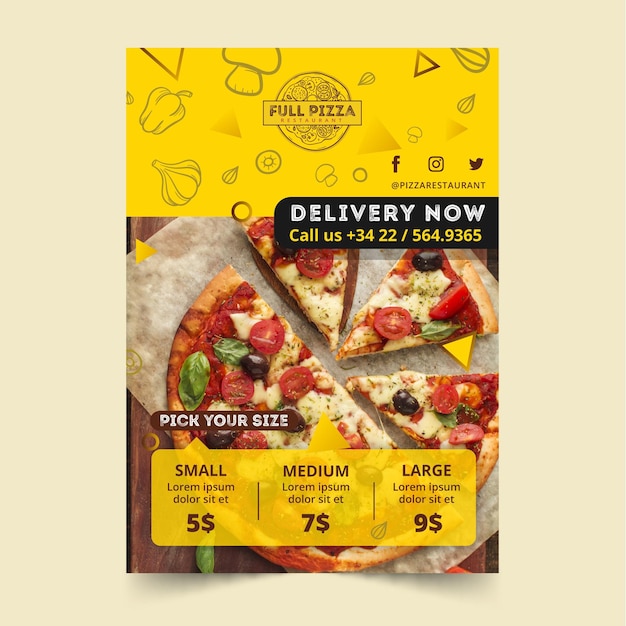 Vector poster template for pizza restaurant