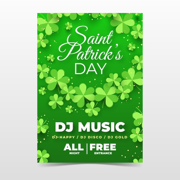 Modello di poster per st. patrick's day con shamrock