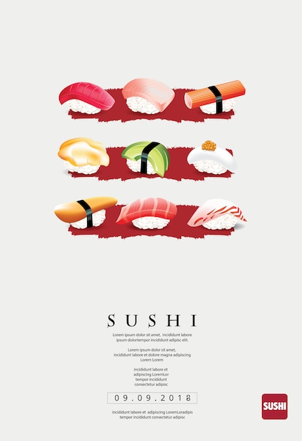 Modello di poster per sushi restaurant o sushibar