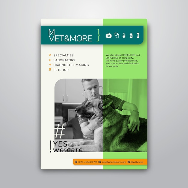 Vector poster template for veterinary business