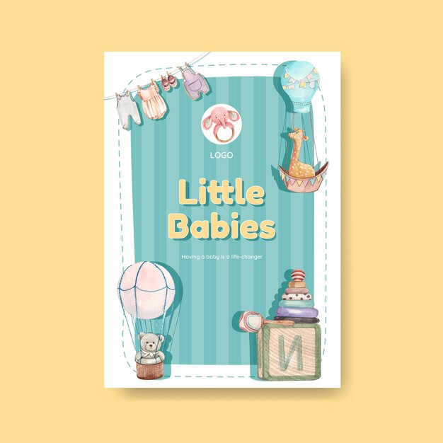 Vector poster template with hello baby concept