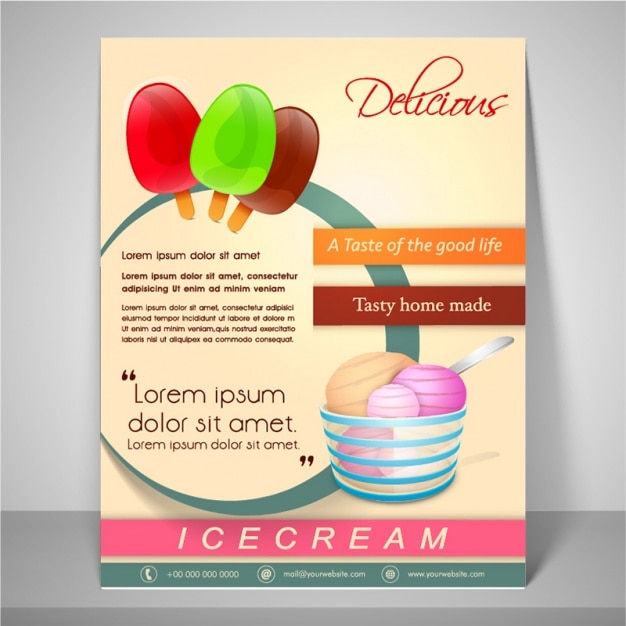 Vector poster template with ice creams