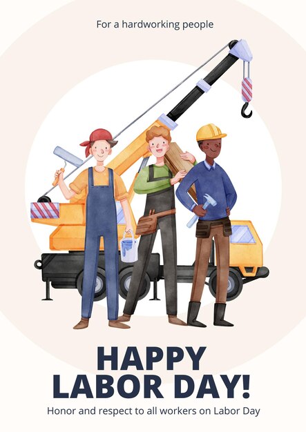 Vector poster template with labor day conceptwatercolor style