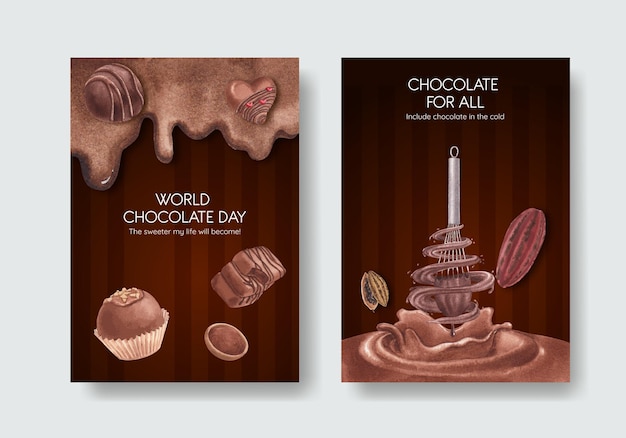 Modello di poster con il concetto di giornata mondiale del cioccolato