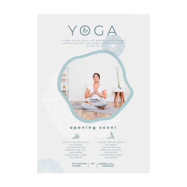 Modello di poster per la pratica dello yoga