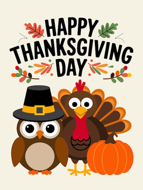 a poster for thanksgiving with a turkey and a turkey