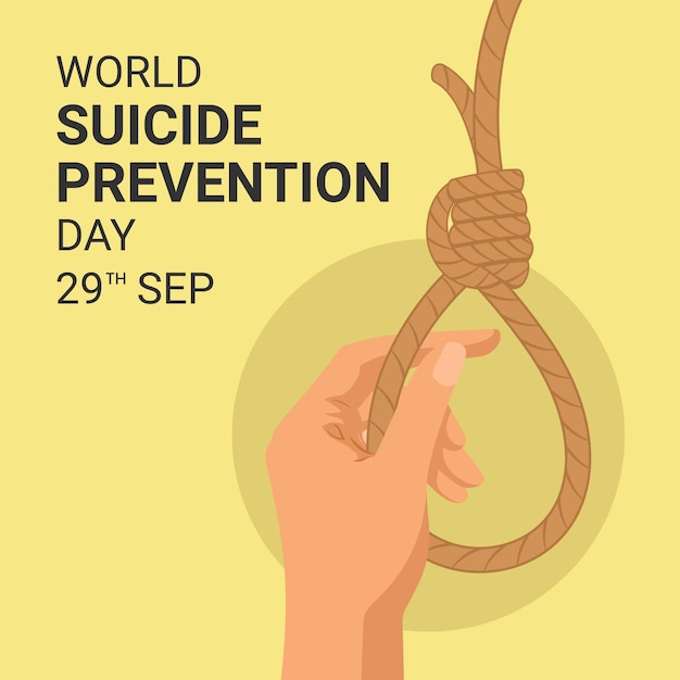 ベクトル 黄色い背景に世界自殺防止デーと書かれたポスター