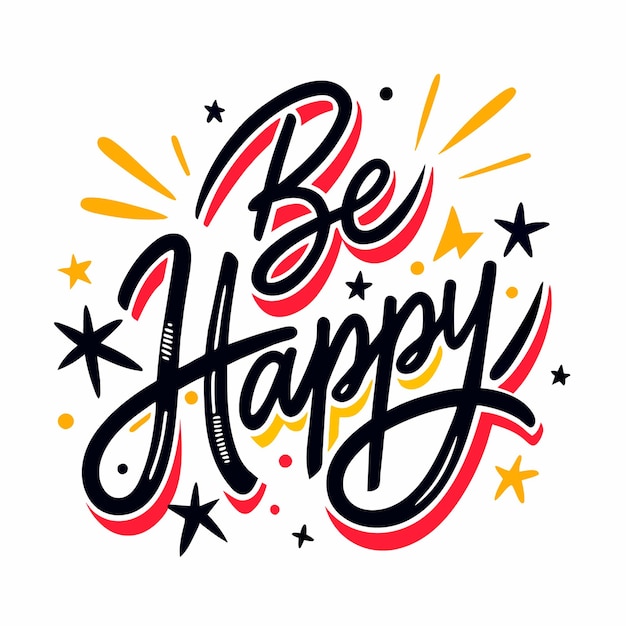 a poster that says be happy with the words be happy