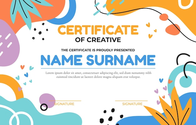 a poster that says  certificate of creative art