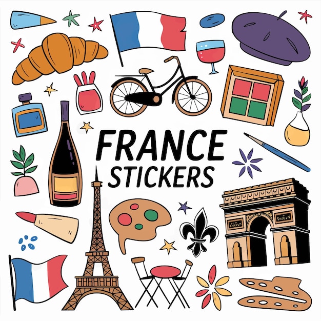 フランス語のステッカーが書かれているポスター