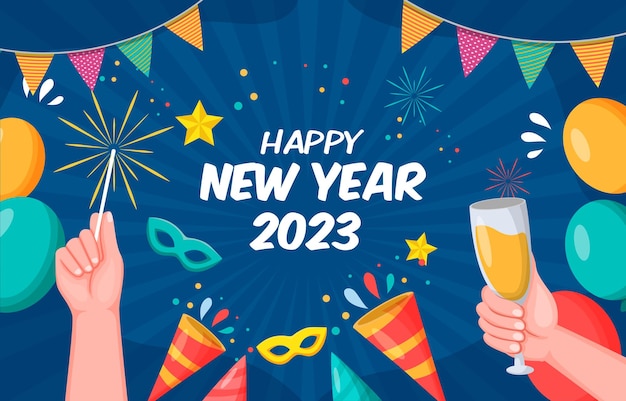 一張寫著"新年快樂"的海報