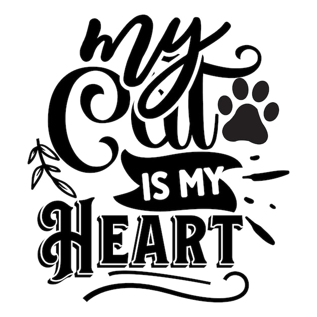 A poster that says my cat is my heart.