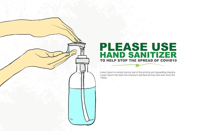 Плакат с надписью «пожалуйста, используйте дезинфицирующее средство для рук».