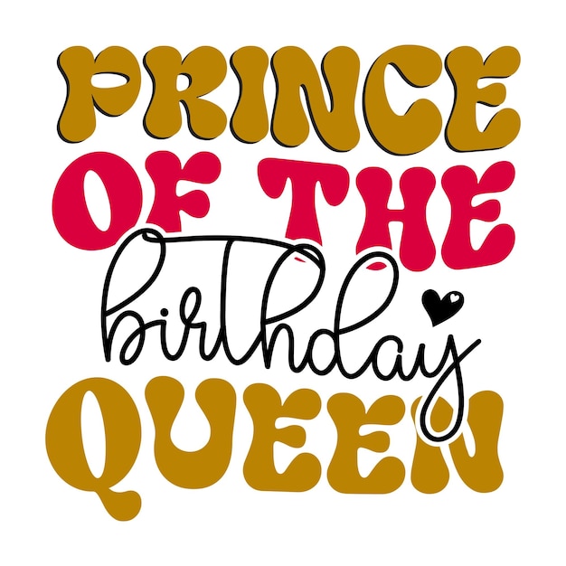 A poster that says prince of the birthday queen.