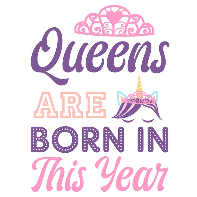 Vector a poster that says queens are born in this year.