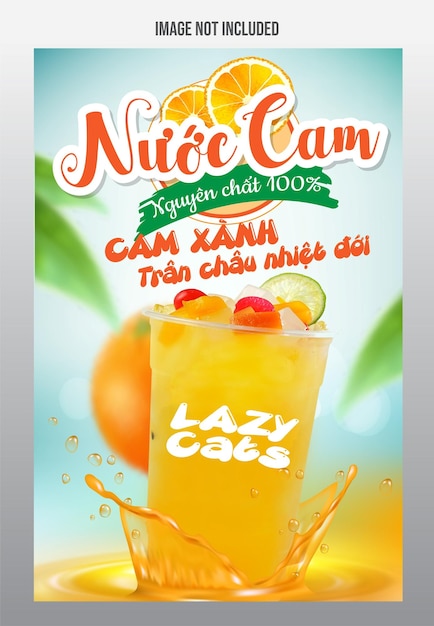 Плакат Tra Cam mua he Апельсиновый сок Привлекательные скидки Дизайн