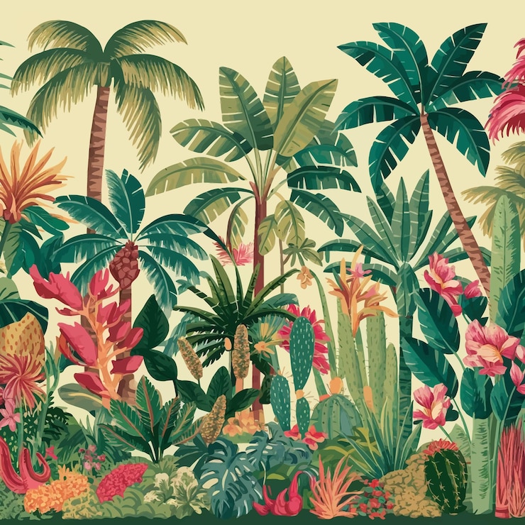 Vector 熱帯植物のポスターと熱帯植物のサイン