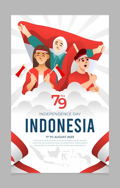 Poster van de Onafhankelijkheidsdag van Indonesië