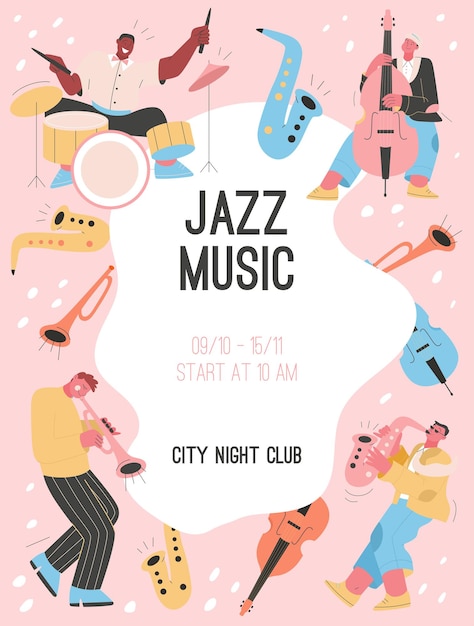 Poster van jazz music at city night club concept