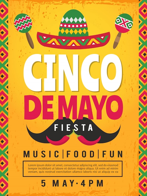 Kwijtschelding Aanzienlijk Doornen Poster van mexicaanse fiesta. sjabloon van uitnodiging voor feest | Premium  Vector