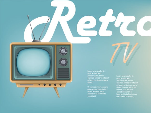 Poster van vintage tv-toestel, tv-reclame.