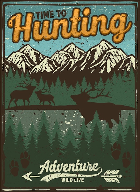 Poster vintage retro camp fishing hiking hunting climbing kayaking canoeing adventure outdoor