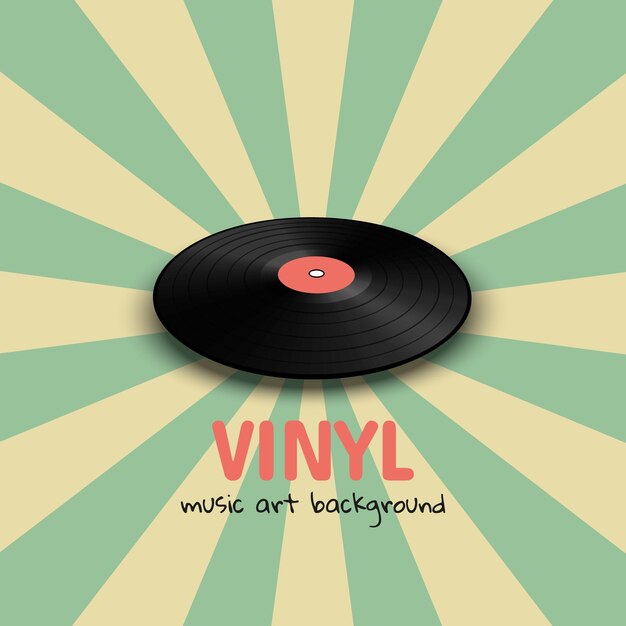 Poster of vinyl player record Music label logo