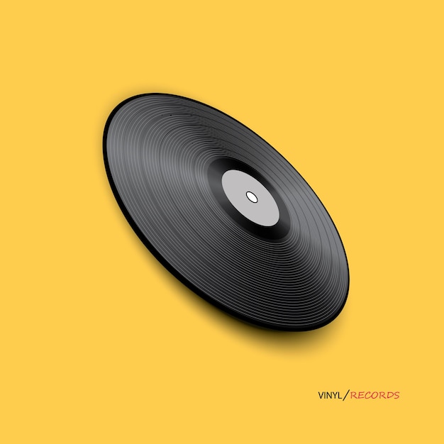 Poster of vinyl player record Music label logo